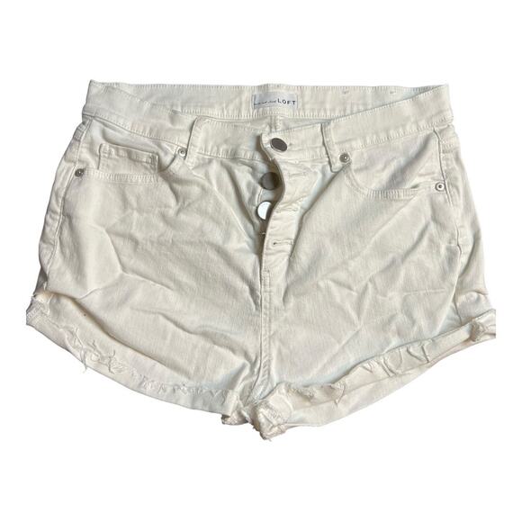 Ann Taylor LOFT White Jean Cut Off Shorts Denim Festival Concert Summer 10 / 30 - Picture 1 of 10